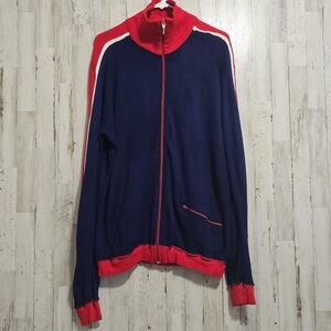 Vintage White Stag x Speedo  1970's Red Blue Full Zip Track Jacket Large Tall
